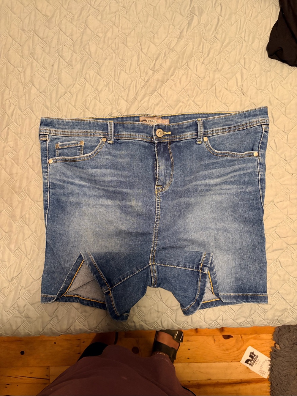 torrid Light Blue Distressed Denim Shorts